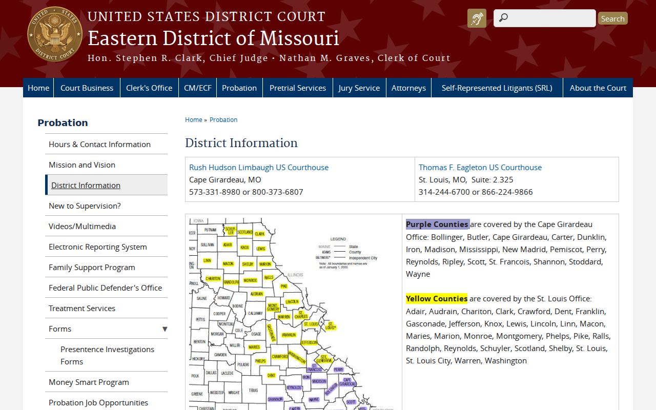 Downing court records federal district office information