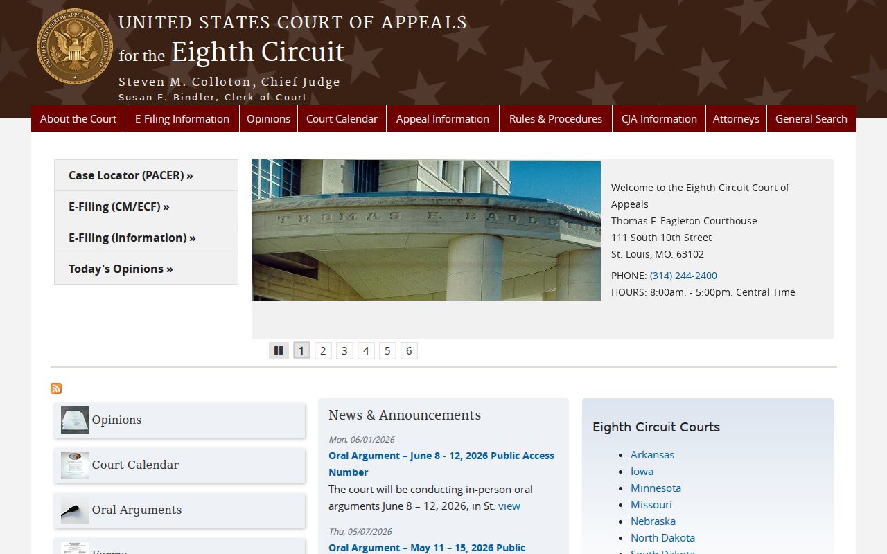 Glenwood court records Eighth Circuit federal appeal reference