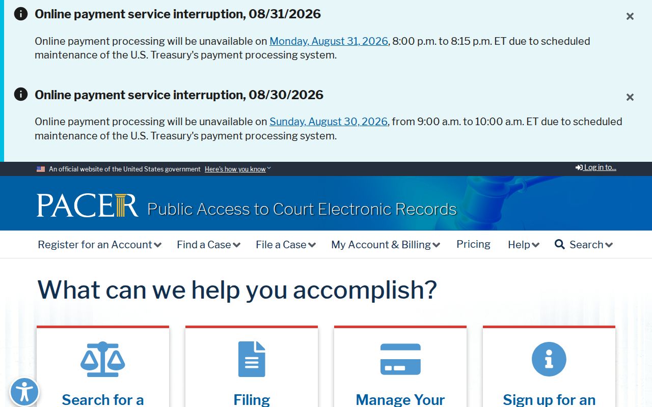 Greentop court records federal docket access portal